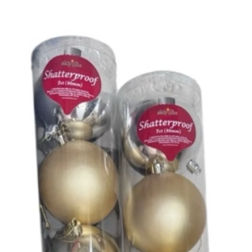 Shatterproof Silver and Gold Ornament tube of 7